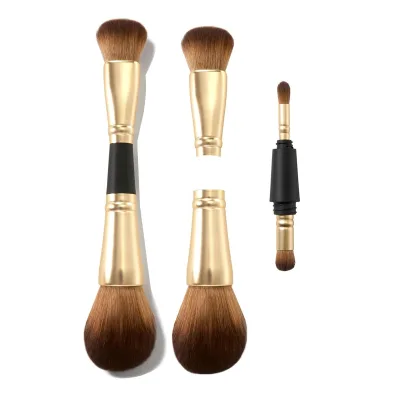 Cosmetic Professional 4-in-1 Travel Makeup Brushes Powder Blending Precision Complexion, Mini Multi-Use Travel Tool Vegan