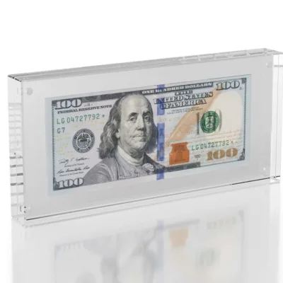 Acrylic Currency Display Case 20mm Thick Hard Banknote Holder with Cutting Service for Money Invoice Bill Organizer