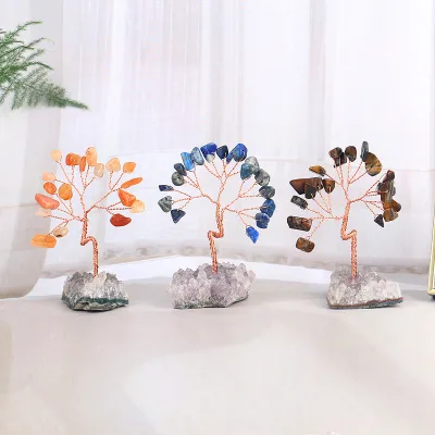 Wholesale Polished Crystal Handmade Natural Quartz Tree Christmas Crystal Money Tree for Home Decoration