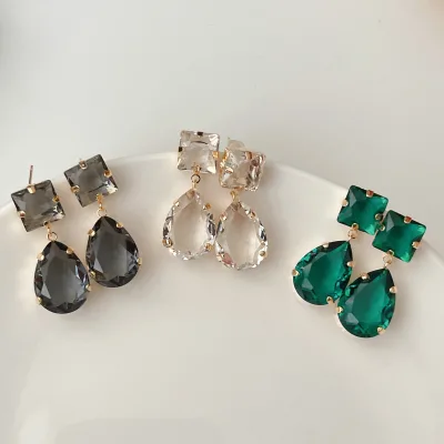 2022 the Latest Gold Drop Stone Charm Earrings