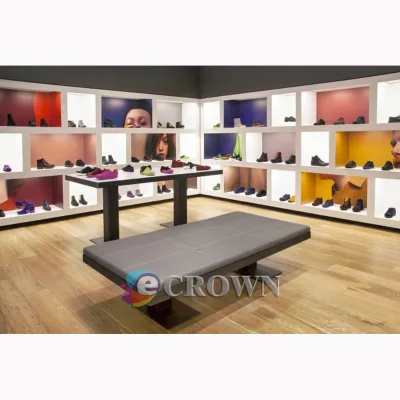 New Invention High-heeled Shoes Styling Stations / Counter Cabinet Gym Shoes showcase Retail Mirror Station for Sale OEM