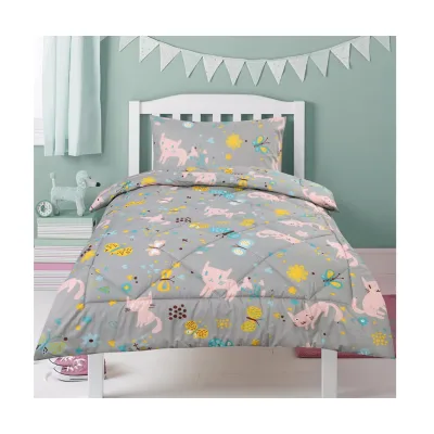 Customised Designer Comforter Kids Cartoon Cat Printed Single Bedding Set