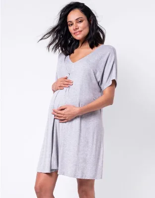V Neckline Plus Size Nursing Pijamas Oversized Soft Stretch Viscose Maternity Pajamas / Pyjamas Nighties