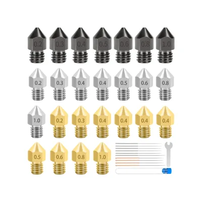 3D Printer Extruder Nozzles Hardened Steel Stainless Steel Brass High Temperature Pointed Wear Resistant Nozzle
