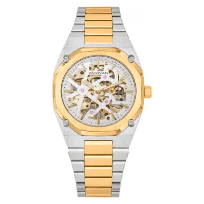 Men's Fashion Mechanical Automatic Hangzhou Watch Skeleton Design Glass Dial Alloy Stainless Steel Band Water Resistant Luxury