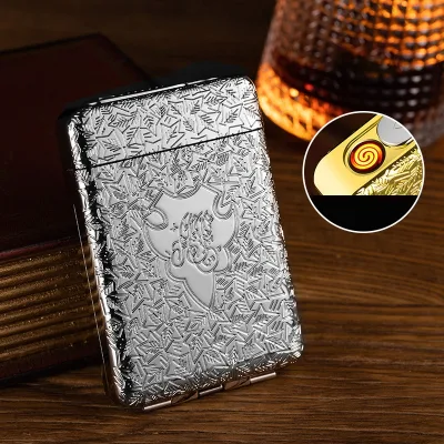 Full Metal Cigarette Case with Triple Flip Lid 16 20 Stick Capacity | Portable Anti-Pressure Smoking Box for Men