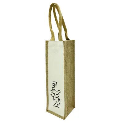 Reusable Jute Canvas Single Wine Bottle Bag Custom Logo Reusable Wine Gift Tote for Promotional Events & Corporate Gifts