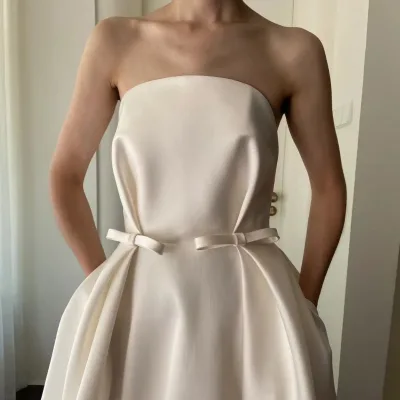 Satin Wedding Dress New Bridal Slim Simple Tow Tail Engagement Dresses Women's Evening Gowns Fashion