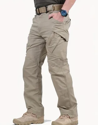 Men's Casual Cotton Cargo Joggers for Spring Fall Winter Zipper Pockets Straight Pattern Opt for OEM Outdoor Wear