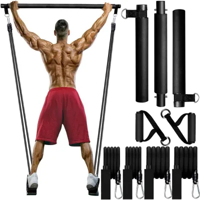 Indoor Portable Adjustable Pilates Bar 3 Fitness Yoga Set Pilates Stick Bar Kit Multi-Section Yoga Bar