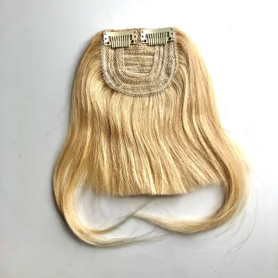 Brown Blonde Machine Base Clip in Bangs Blunt Hair Style Human Hair Fringes