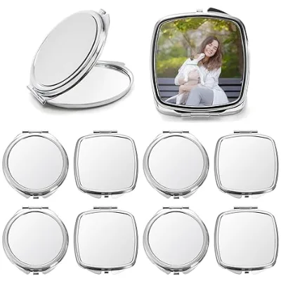 Pocket Mirror Mini Metal Folding Compact Makeup Mirror Portable Double-Sided Travel Cosmetic Mirror for Women Gift Daily Use