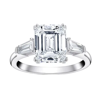 Sugar Mosan 2 Carat Real Diamond Emerald Square Diamond Wedding Band 925 Sterling Silver Moissanite Diamond Ring for Women
