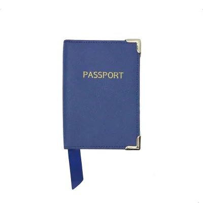 Minimalist Passport Holder with Cross-Patterned PU and Metal Corner GuardsLeather Case for Business Travel and ID Storage