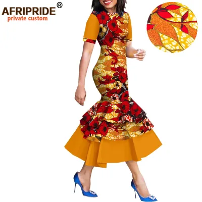 2025 New Arrival African Batik Kaftan Dress Short-sleeved Batik Long Dress Slim-fit Cotton Batik Ethnic Dress