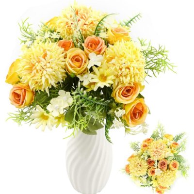 Artificial Flowers Mixed Rose Hydrangea Flower Bouquet Plants Silk Flora for Home Wedding Party Office Table Vase Decoration