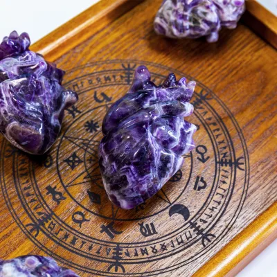 Wholesale Natural Crystal Craft Dream Amethyst Heart Polished Crystal Crafts