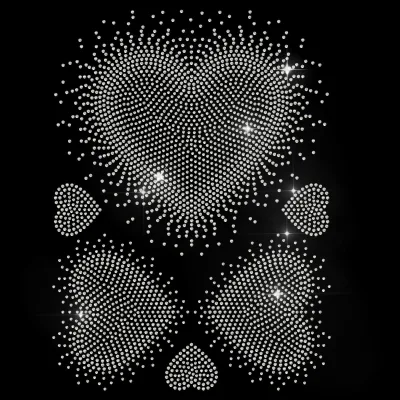 Standard Integral Hotfix Rhinestone Applique, Heart Burst Crystal Rhinestones for Factory Sewing Garment & Tote Accessories