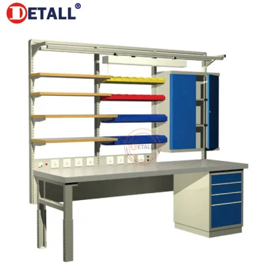 Detall HeavyDutyWorkstation Modular Heavy Duty Workstation Upper Shelves Bin Rail LED Light Bar Tool Cabinet