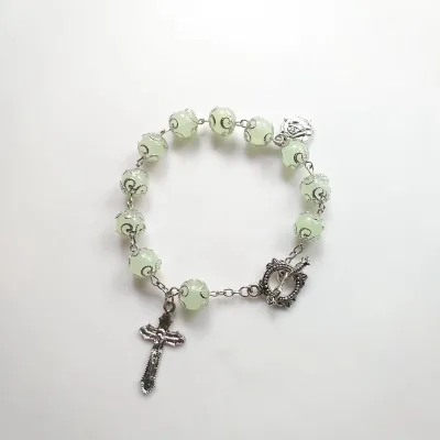 unisex Luminous Bead Link Bracelets Vintage Religious Cross JERUSALEM Charm Bracelet