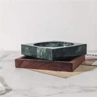 Marble Ashtray New Chinese Style Living Room Creative Home Decoration Ornaments Luxury Custom logo Ash Tray with Wooden Base