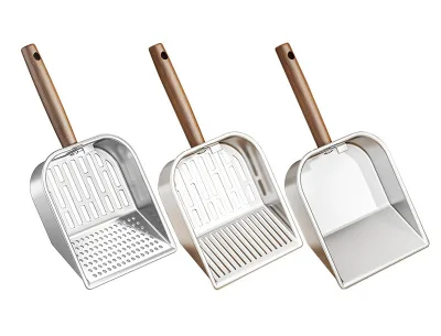 304 Stainless Steel Cat Litter Scoop With Wooden Handle Fine Hole Mesh Strip Hole Solid Shovel Multi Type Pet Poop Scooper