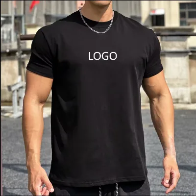 New Summer Custom logo Plain Men Fitness Training Sports Athletic Breathable Gym 100% Cotton t Shirt for Men