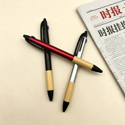 New Arrival Bamboo Handle Push Type Ball Writing Pen Lightweight Structure Various Colors for Corporate Activity Giveaways