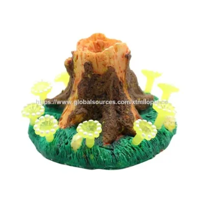 Supplier Artificial Volcano Aquarium Decoration with Fluorescent LED Fish Tank Decorations