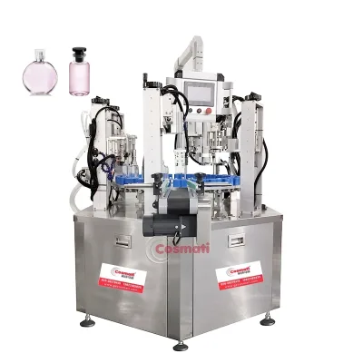 Automatic Perfume Filling Machine Flat Round Bottles Fragrance Essential Oil Vias Filler