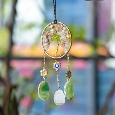 Evil Eye Crystal Tree of Life Dream Catcher for Windows Wall Hanging Outdoor Garden Decor for Adults Girls