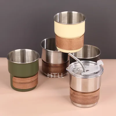 Custom Logo 304 Stainless Steel Coffee Cup Satin Anodized Finish 300ml Capacity Outdoor Camping Mug Many Color
