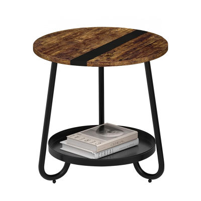 Round Coffee Table for Living Room Wood Coffee Table with Metal Legs Sofa Side Coffee Table