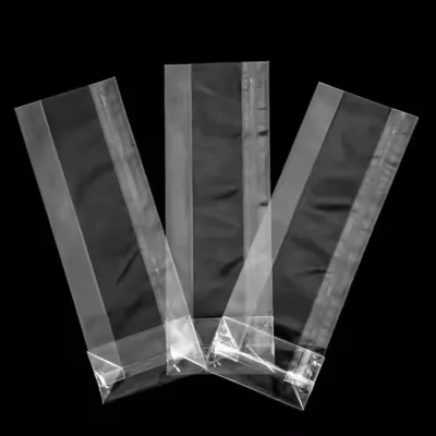 high quality transparent clear flat square bottom cellophane bag for candy with cardboard