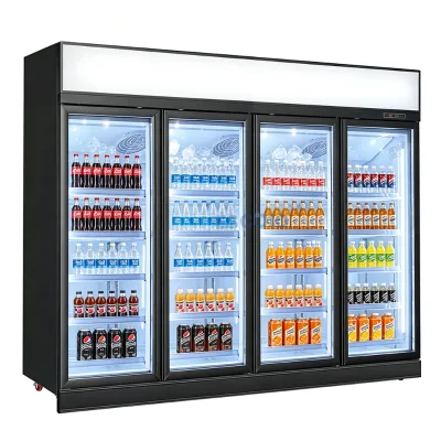 Vertical Glass Door Cooler with Copper Evaporator and Adjustable Shelves for Supermarket Retail Solutions