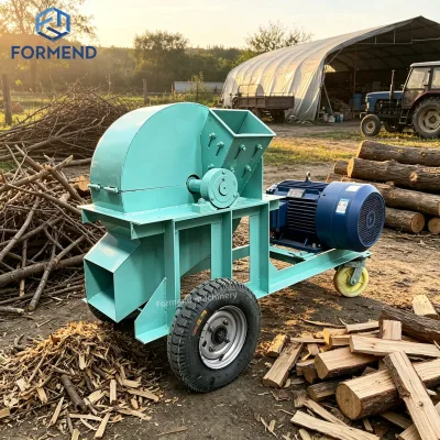 Adjustable Screen Wood Crusher Mobile Wheeled Wood Shredder Control Wood Mobile Crusher Sawdust Particle Size