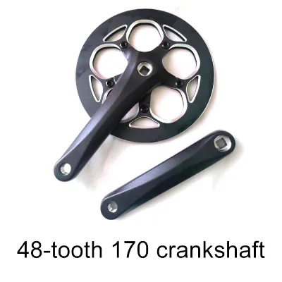 Folding Bike Crankset 48T Aluminum Alloy Chainring 170mm Hollow Crank with Guard Plate for Folding Bike