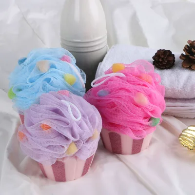Colorful Princess-Style Body Exfoliating Bath Sponge Ball Durable Foaming Mesh Brush Adults Kids Cute Bulket Shape Bath Sponge