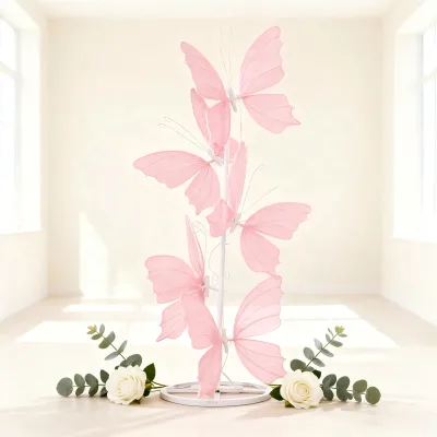 Custom Ins Multi-color Pink LED Butterfly Light Stand for Wedding Hotel Party Restaurant Birthday Event Backdrop Road Lead Decor