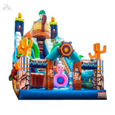 Giant Pirate Ship Inflatable Dry Slide Adventure Attraction for Theme Parks Festivals and Event Rental Business