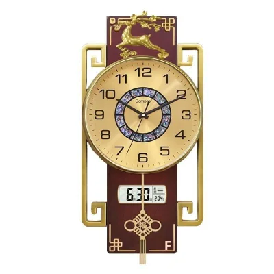 Living Room Wall Clock Electronic Quartz Clock Home Wall-Mounted Clock New Modern High-End Timepiece Perpetual Calendar