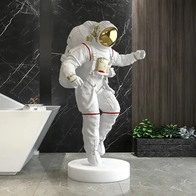 100% Handmade Custom Popular Outdoor Modern Artistic Decor Life-size Space Marine Fiberglass Figure White Resin Astronaut Statue