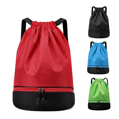 Leisure Fitness Drawstring Backpack Polyester Waterproof Anti-Theft Retractable Strap Sports Gym Lunch Groceries Recycled Kids
