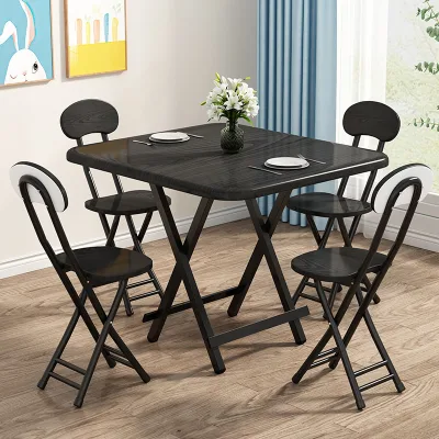 Customized Waterproof Solid Wood Folding Square Table and Chairs for Home Furniture