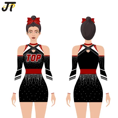 Wholesale Customizable 1950s Cheerleader Outfit OEM Design Age-Appropriate Sets with Rhinestone Technics for Children