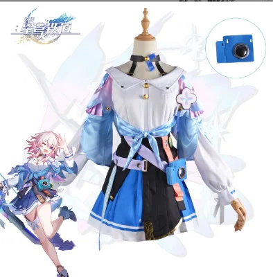 March 7th Cosplay Costume Big Size March 7th Dress Wig Role Play Lolita Outfits for Comic Con