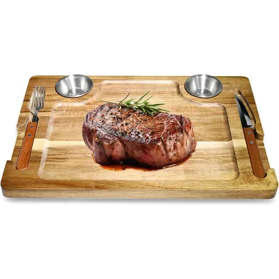 Professional Service High Quality Supplier Wooden Chopping Board Cutting Board with Knife and Fork