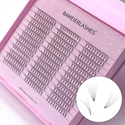 10d Premade Fans Short Stem Lashes Extension Korean Pbt .05 Pre-made Wispy Fans Pre Made Fans B C D Curl Eyelash Extensions