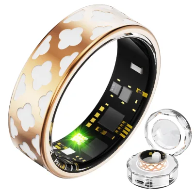 Women's Men's Smart Health Stainless Steel Ring Fitness Tracker Heart Rate Blood Oxygen Blood Pressure Monitoring App Control