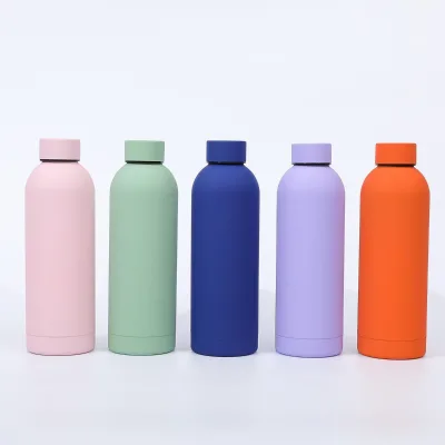 American Small-Mouth Sports Water Bottle 304 Stainless Steel Rubber Paint Belt Handle Thickened Double-Layer Insulation